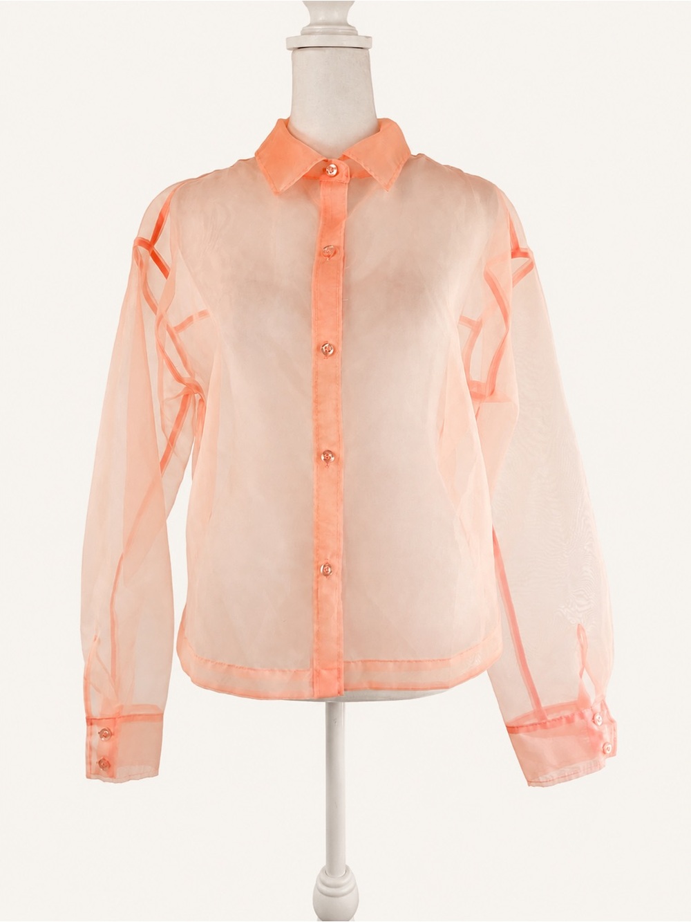 Cynthia Rowley Sheer Pink Organza Blouse - Size Med.